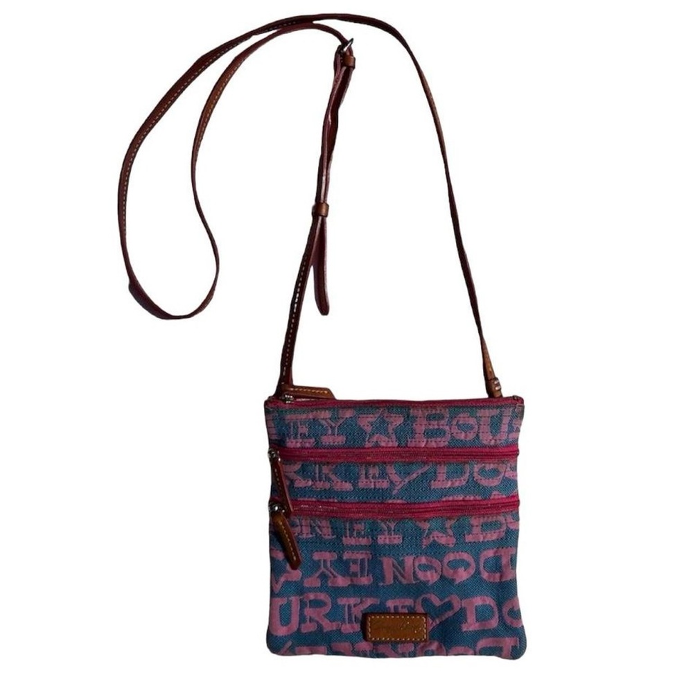 Vintage y2k Hot Pink & Blue Dooney & Bourke Logo Crossbody Purse Bag